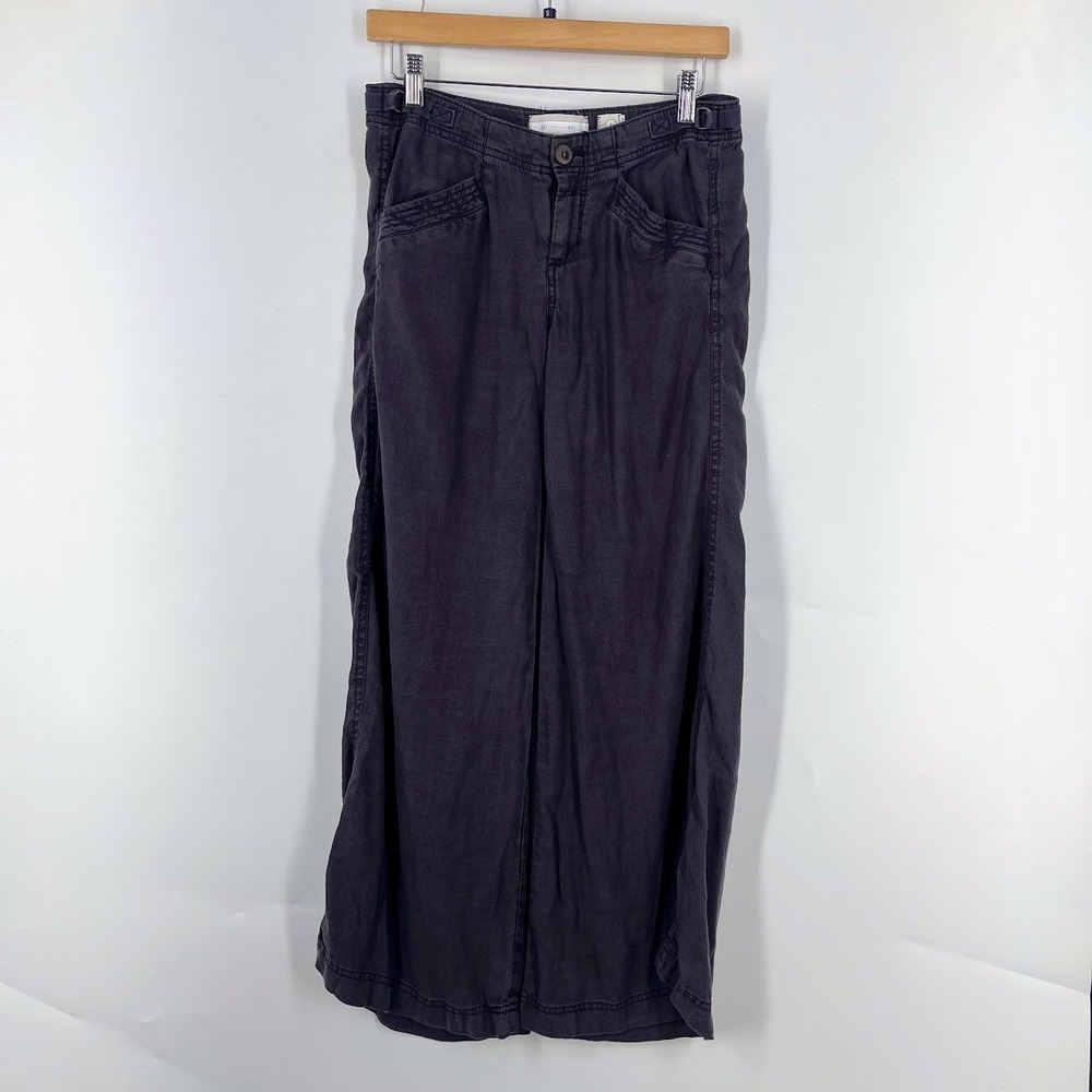 Hei Hei Anthropologie Linen Tencel Wide Leg Pants Gray 4P Side Cinch Adjustable